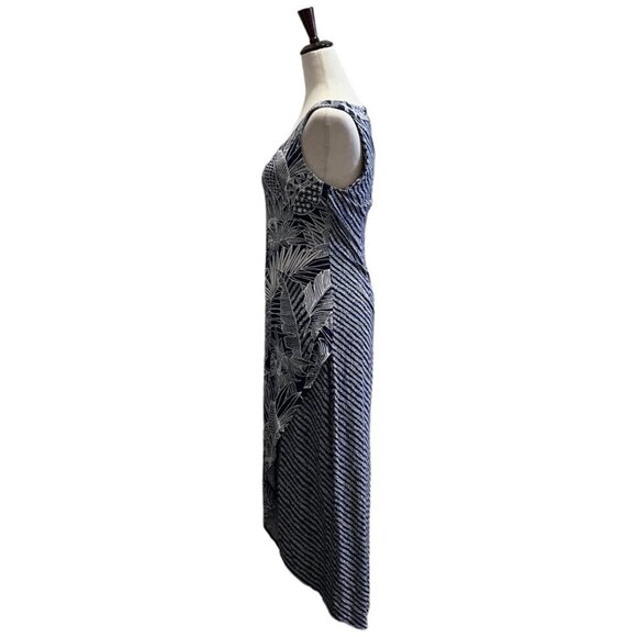 Tommy Bahama Womens Pullover Maxi Dress SMALL Navy & White Leaf Print Viscose - Picture 8 of 8